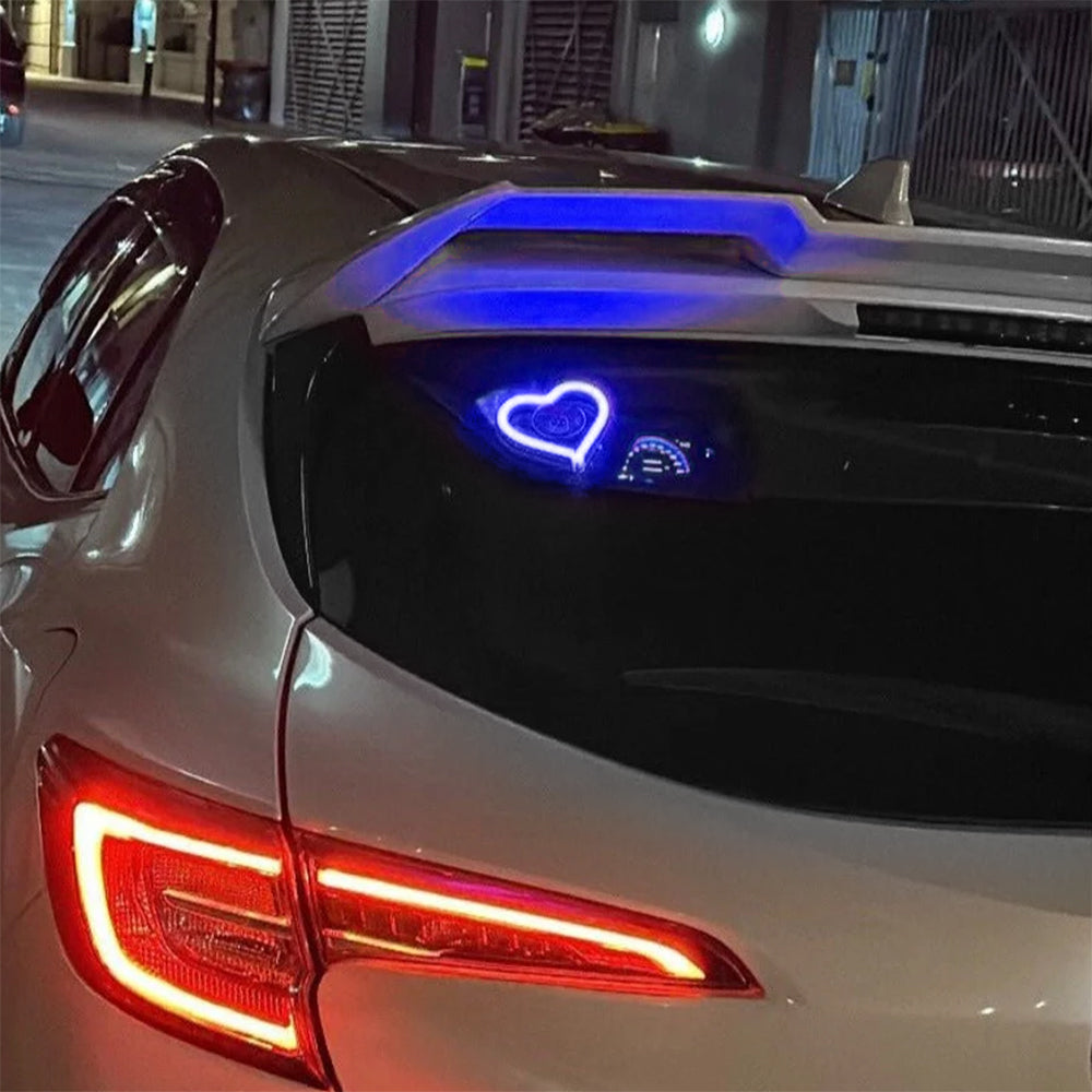 BRAND NEW UNIVERSAL LOVE HEART BLUE LED Neon Flash Light Car Window Glow Electric Remote Control Lamp