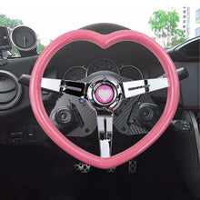 Load image into Gallery viewer, Brand New Universal Pink Heart Shape Car Horn Button Black Steering Wheel Center Cap