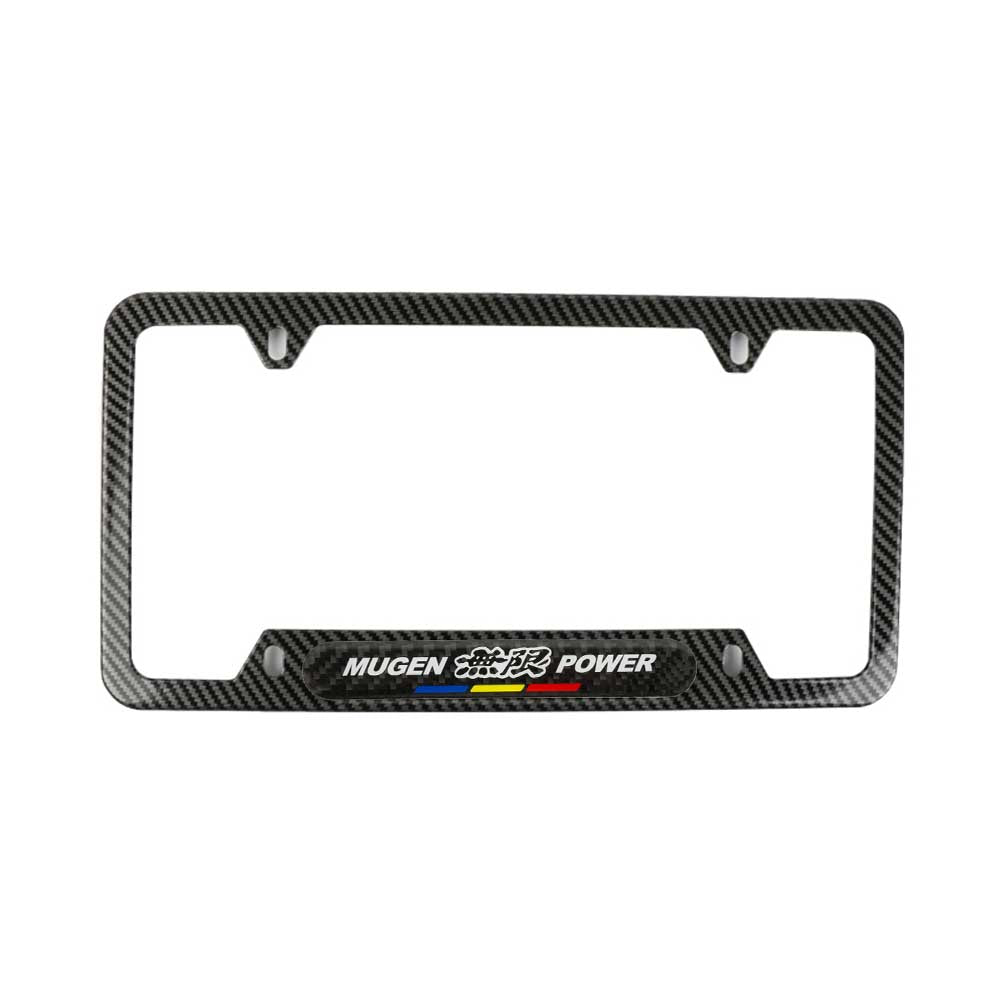 Brand New Universal 1PCS Mugen Power Carbon Fiber Look Metal License Plate Frame