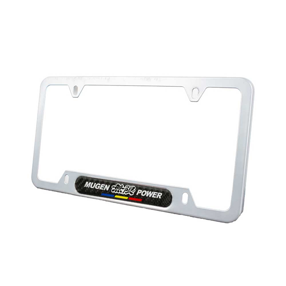 Brand New Universal 1PCS Mugen Power Silver Metal License Plate Frame