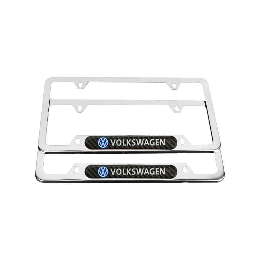 Brand New Universal 2PCS VOLKSWAGEN Chrome Metal License Plate Frame