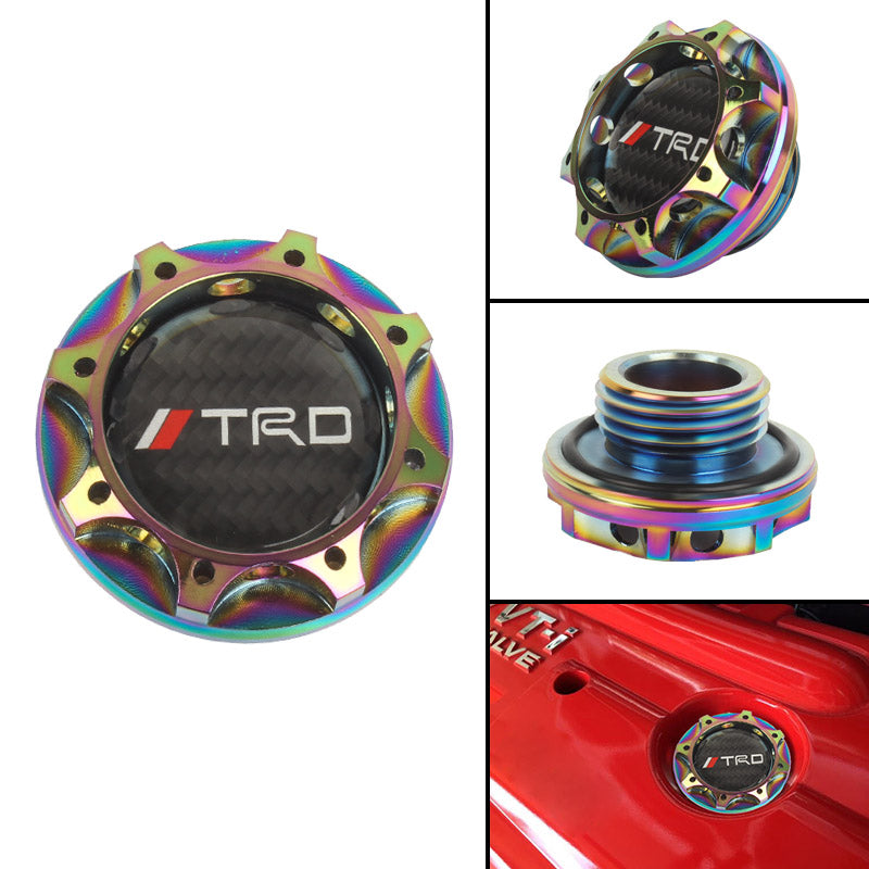 Brand New Toyota TRD Real Carbon Fiber Sticker ALUMNIUM Neo Chrome Billet Engine Oil FILLER Cap