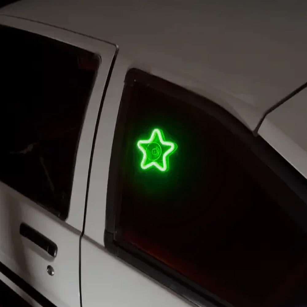 BRAND NEW UNIVERSAL STAR SHAPED GREEN LED Neon Flash Light Car Window Glow Electric Remote Control Lamp