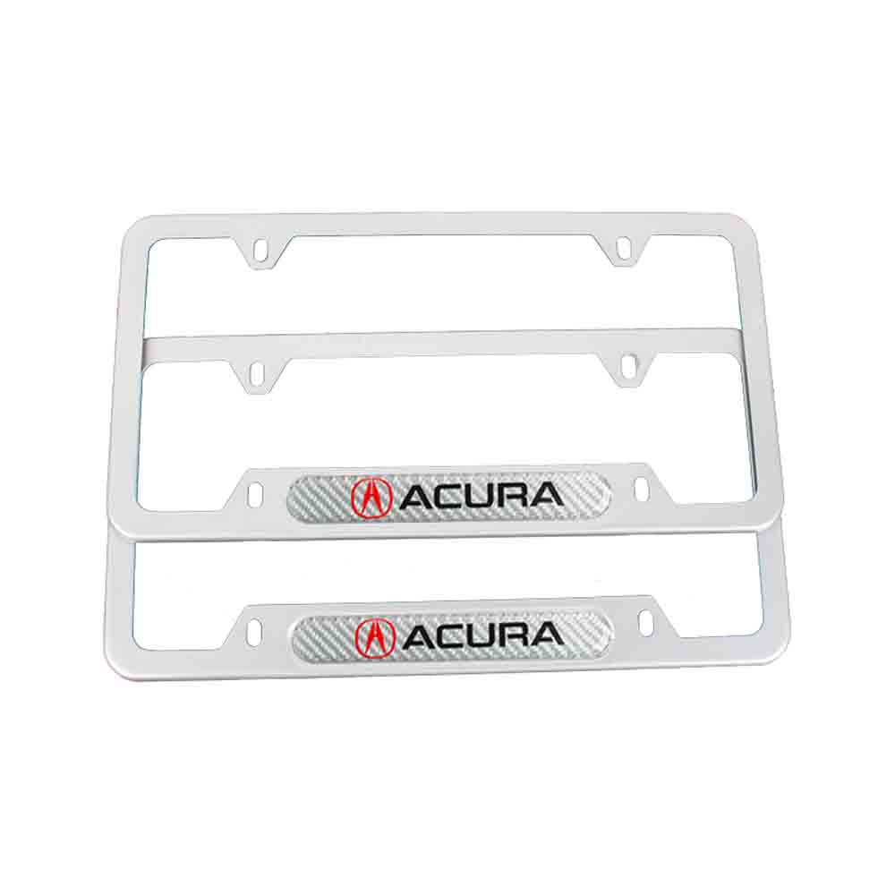 Brand New Universal 2PCS Acura Silver Metal License Plate Frame