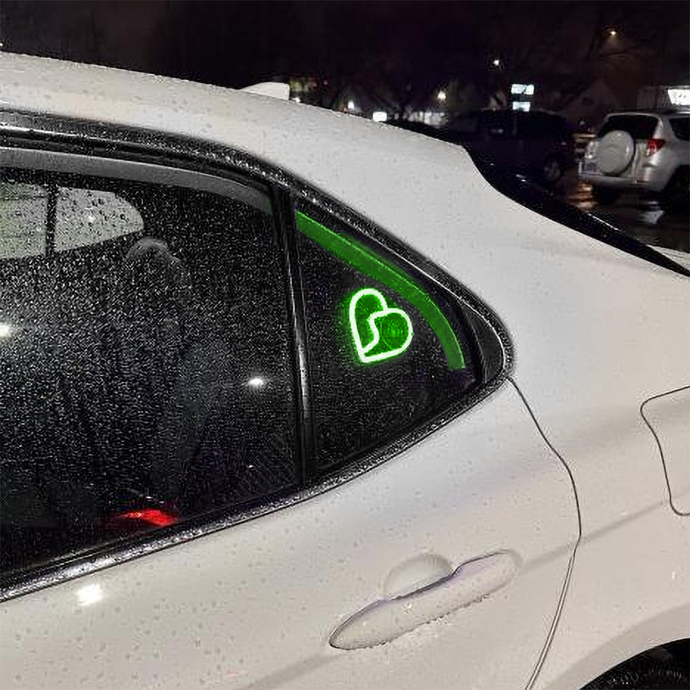 BRAND NEW UNIVERSAL BROKEN LOVE HEART GREEN LED Neon Flash Light Car Window Glow Electric Remote Control Lamp