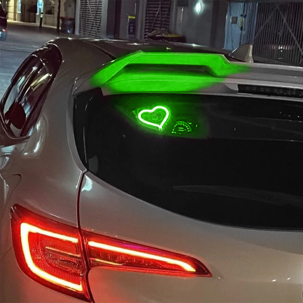 BRAND NEW UNIVERSAL LOVE HEART GREEN LED Neon Flash Light Car Window Glow Electric Remote Control Lamp