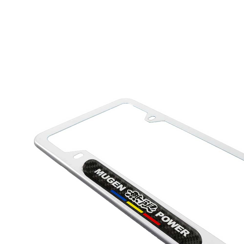 Brand New Universal 1PCS Mugen Power Silver Metal License Plate Frame