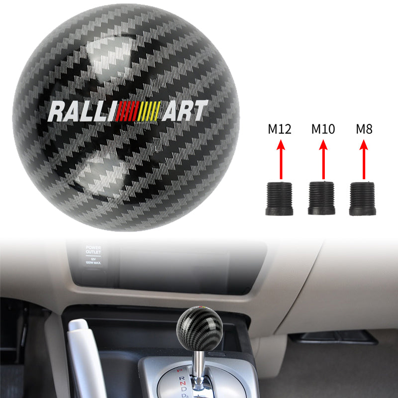 BRAND NEW UNIVERSAL RALLIART JDM Aluminum Carbon Fiber Style Round Ball Manual Gear Stick Shift Knob Universal M8 M10 M12