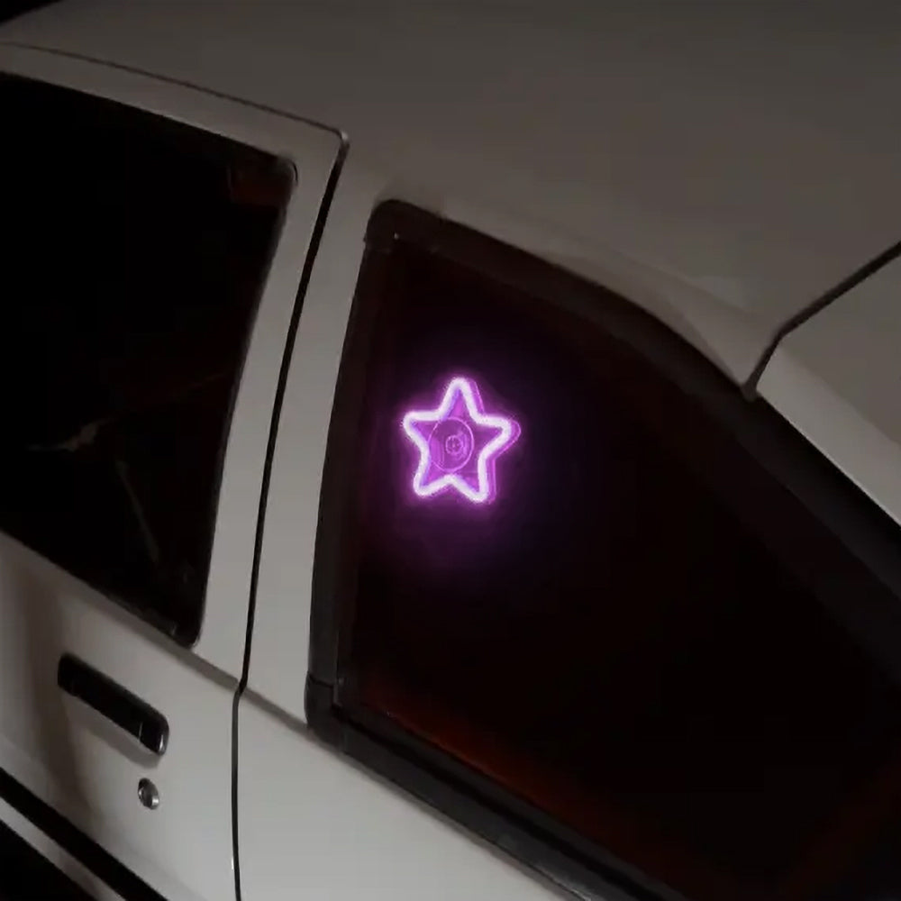 BRAND NEW UNIVERSAL STAR SHAPED PURPLE LED Neon Flash Light Car Window Glow Electric Remote Control Lamp