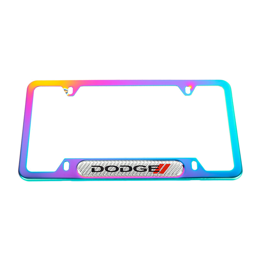 Brand New Universal 1PCS Dodge Neo Chrome Metal License Plate Frame