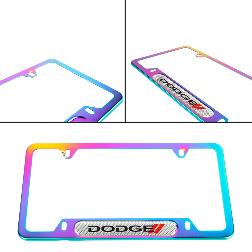 Brand New Universal 1PCS Dodge Neo Chrome Metal License Plate Frame