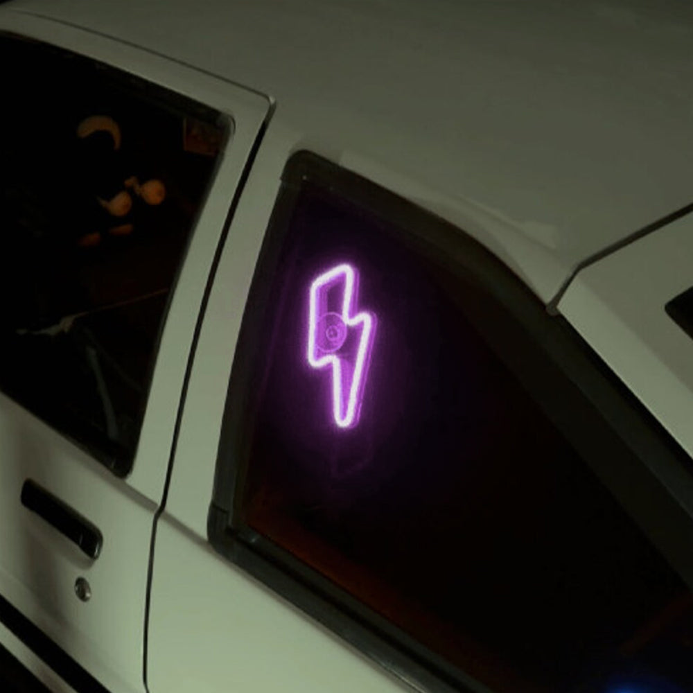 BRAND NEW UNIVERSAL LIGHTING SHAPED PURPLE LED Neon Flash Light Car Window Glow Electric Remote Control Lamp