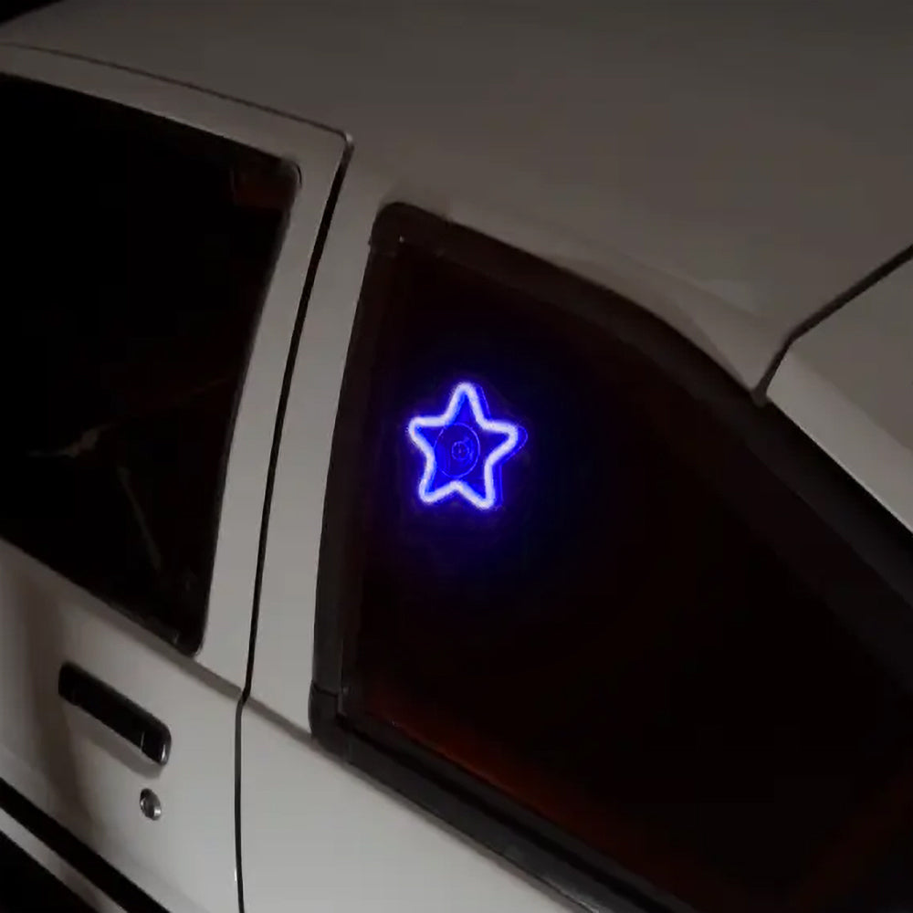 BRAND NEW UNIVERSAL STAR SHAPED BLUE LED Neon Flash Light Car Window Glow Electric Remote Control Lamp