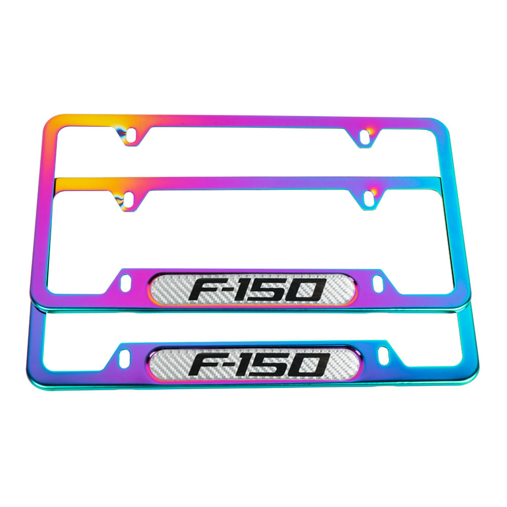 Brand New Universal 2PCS F-150 Neo Chrome Metal License Plate Frame