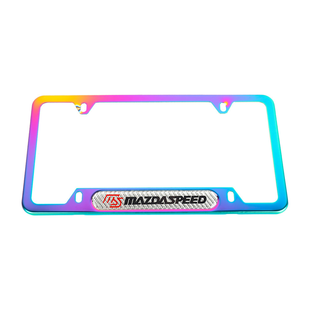 Brand New Universal 2PCS Mazdaspeed Neo Chrome Metal License Plate Frame