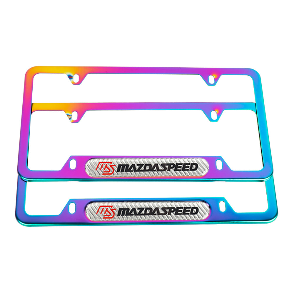 Brand New Universal 2PCS Mazdaspeed Neo Chrome Metal License Plate Frame