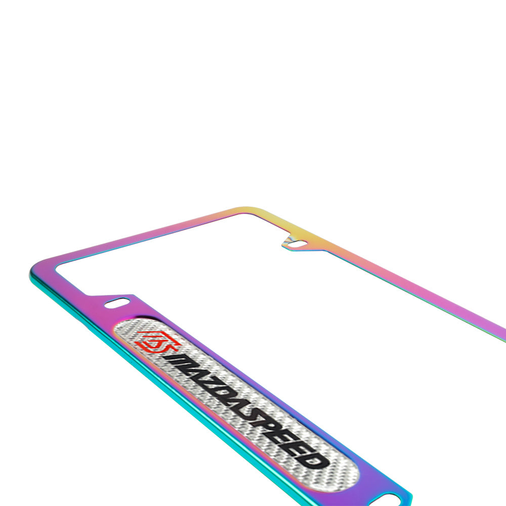 Brand New Universal 2PCS Mazdaspeed Neo Chrome Metal License Plate Frame