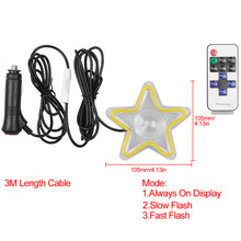 Load image into Gallery viewer, BRAND NEW UNIVERSAL STAR SHAPED YELLOW LED Neon Flash Light Car Window Glow Electric Remote Control Lamp