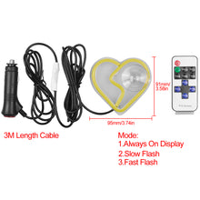 Load image into Gallery viewer, BRAND NEW UNIVERSAL BROKEN LOVE HEART YELLOW LED Neon Flash Light Car Wind Glow Electric Remote Control Lamp