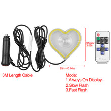 Load image into Gallery viewer, BRAND NEW UNIVERSAL LOVE HEART YELLOW LED Neon Flash Light Car Window Glow Electric Remote Control Lamp