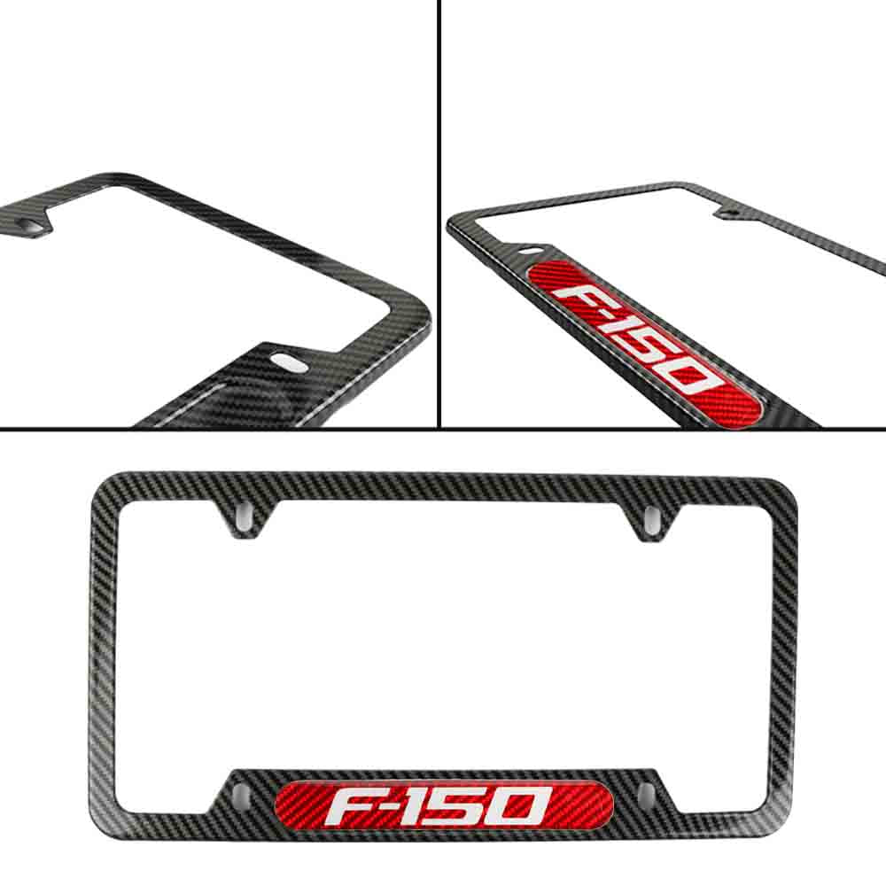 Brand New Universal 1PCS F-150 Carbon Fiber Look Metal License Plate Frame