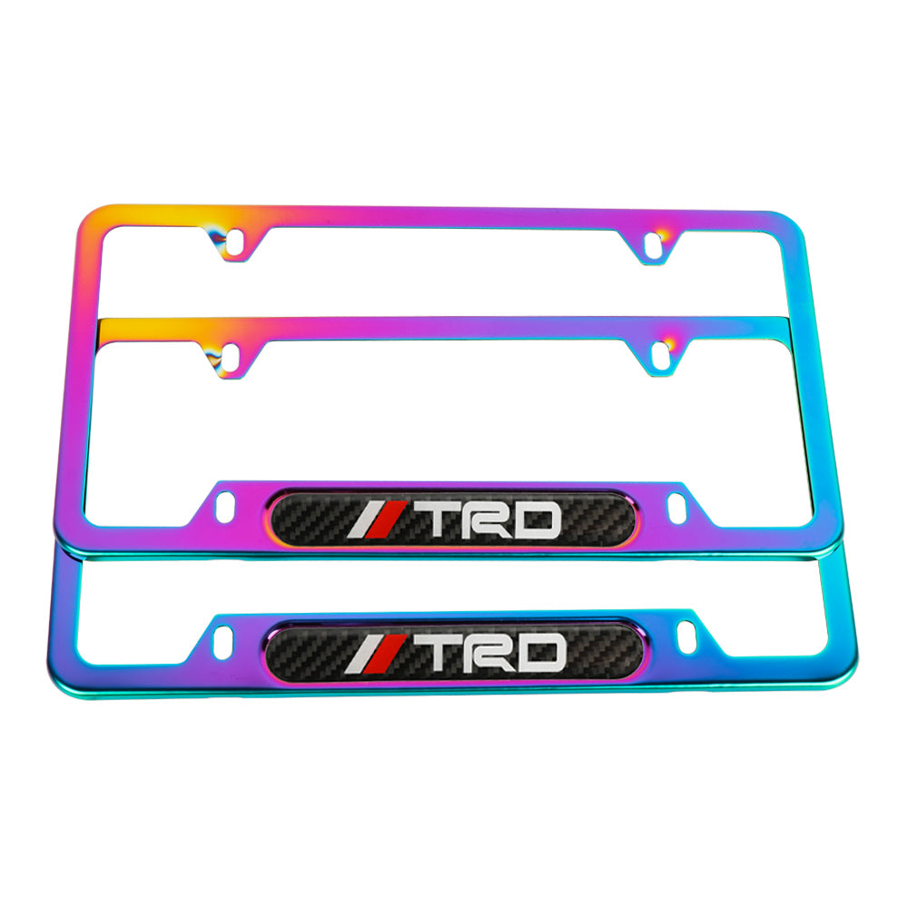 Brand New Universal 2PCS TRD Neo Chrome Metal License Plate Frame