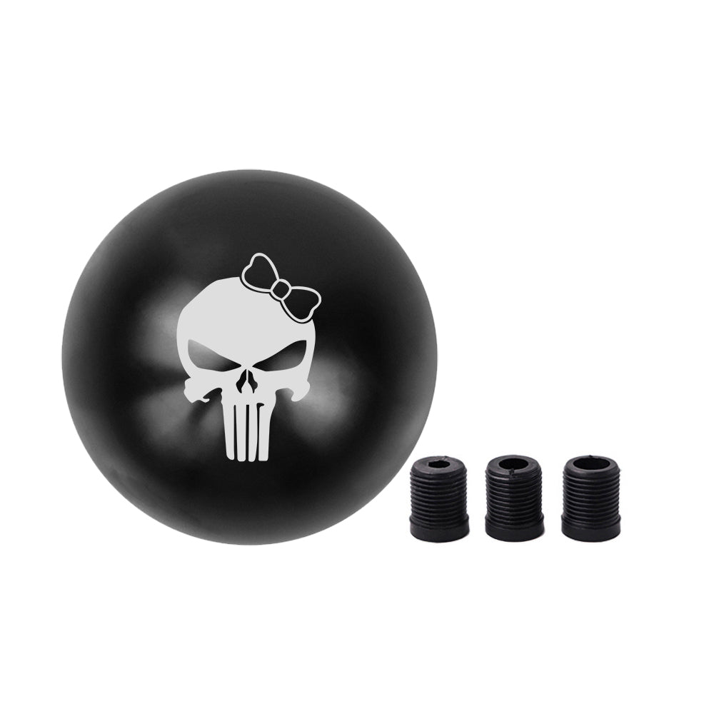 BRAND NEW UNIVERSAL JDM THE PUNISHER CHIC GIRL Aluminum Black Round Ball Manual Gear Stick Shift Knob M8 M10 M12