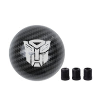 Load image into Gallery viewer, BRAND NEW UNIVERSAL JDM AUTOBOT TRANSFORMERS Aluminum Carbon Fiber Style Round Ball Manual Gear Stick Shift Knob M8 M10 M12