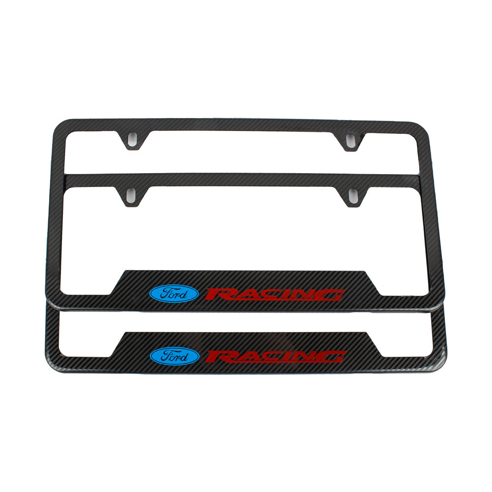 Brand New Universal 2PCS Ford Racing Metal Carbon Fiber Look License Plate Frame