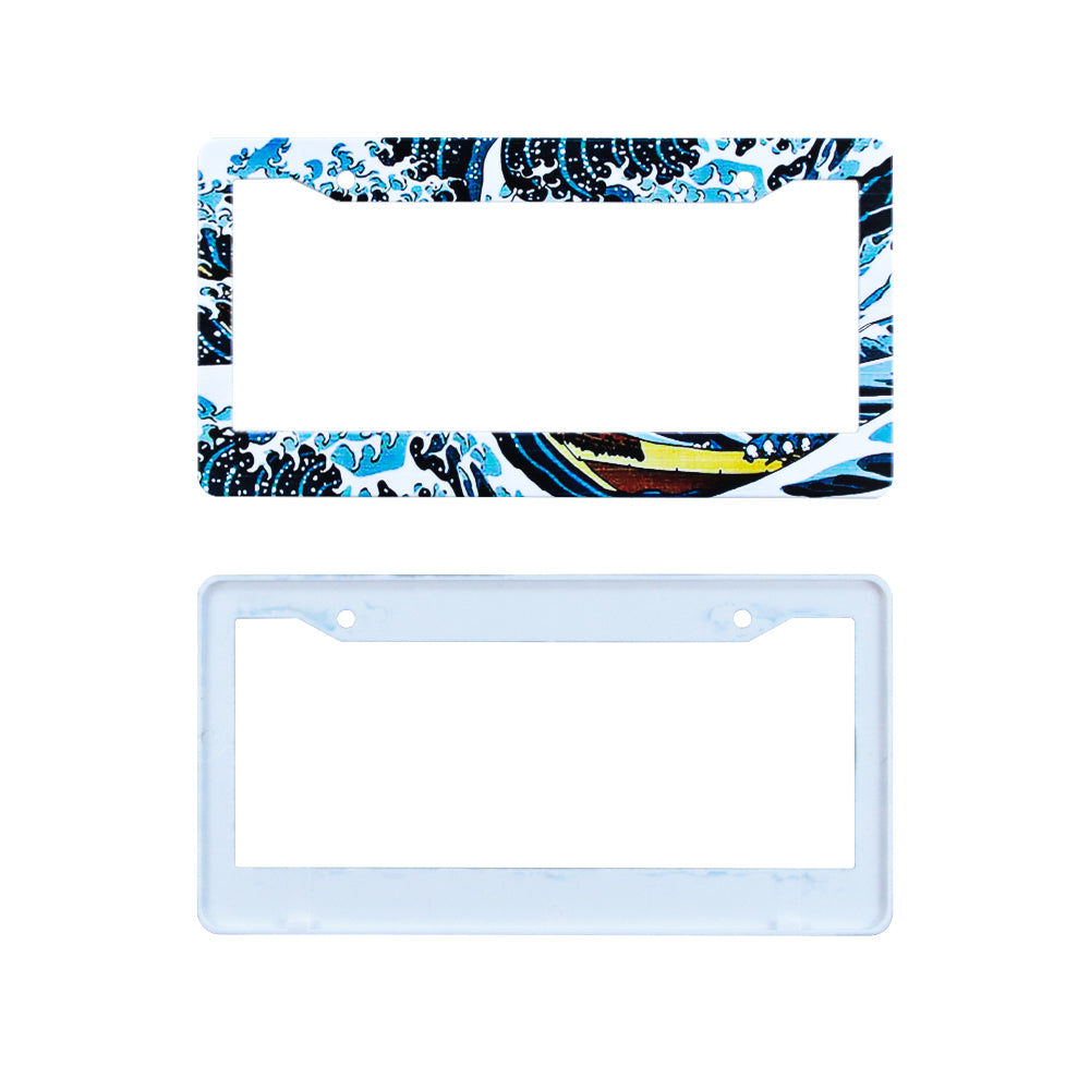 Brand New Universal 1PCS JDM V2 SAKURA WAVE ABS Plastic Blue License Plate Frame