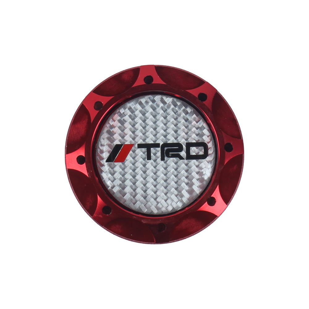 Brand New Toyota TRD Real Carbon Fiber Sticker ALUMNIUM Red Billet Engine Oil FILLER Cap