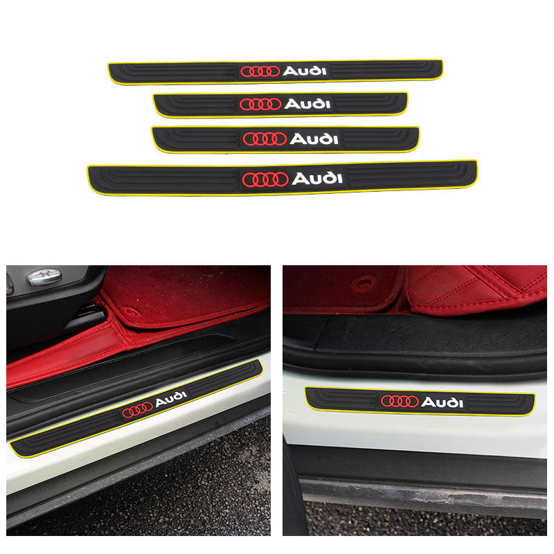 Brand New 4PCS Universal Audi Yellow Rubber Car Door Scuff Sill Cover Panel Step Protector