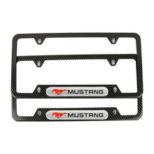 Load image into Gallery viewer, Brand New Universal 2PCS Mustang Carbon Fiber Look Metal License Plate Frame