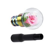 Load image into Gallery viewer, Brand New Universal Acrylic Clear Crystal Pink Rose Flower Ball Manuel Gear Stick Shift Knob M8 M10 M12 &amp; Black Shifter Extender Extension