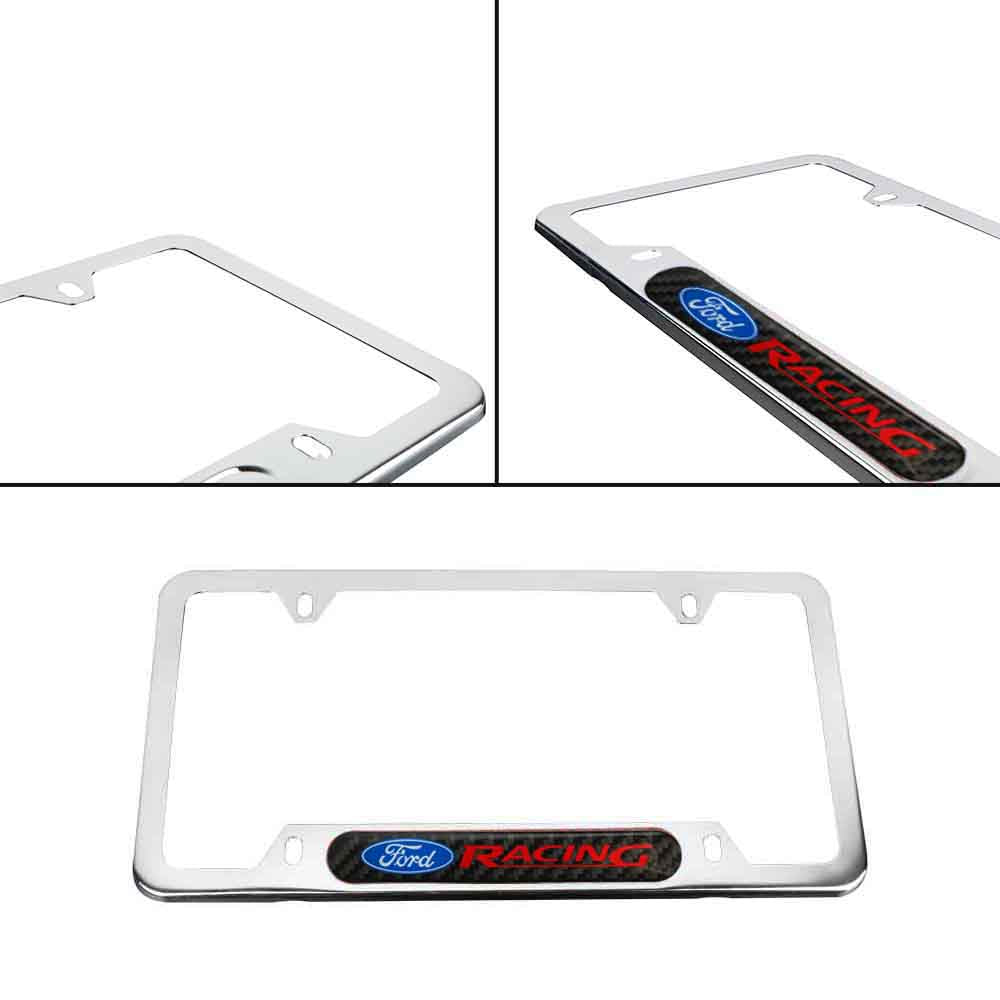 Brand New Universal 1PCS FORD RACING Chrome Metal License Plate Frame