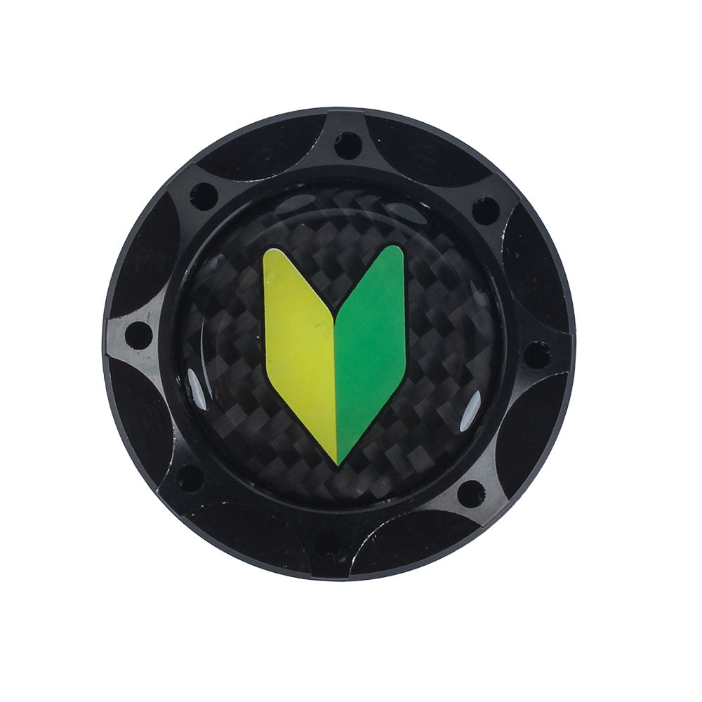 Brand New Toyota Jdm Beginner Leaf Real Carbon Fiber Sticker ALUMNIUM Black Billet Engine Oil FILLER Cap