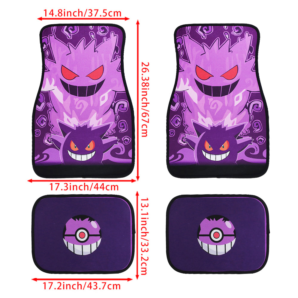 Brand New 4PCS UNIVERSAL POKEMON GENGAR Fabric Car Floor Mats Interior Carpets