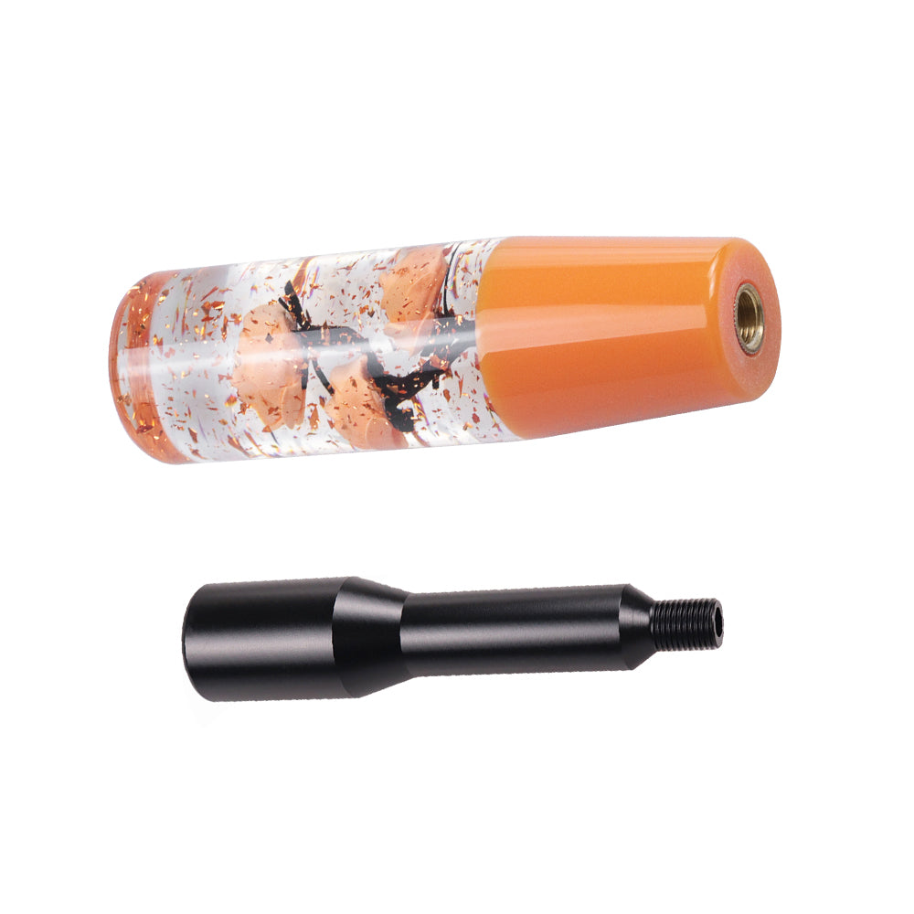 Brand New JDM Glitter Orange Rose Flowers Manuel Gear Stick Shift Knob M8 M10 M12 & Black Shifter Extender Extension