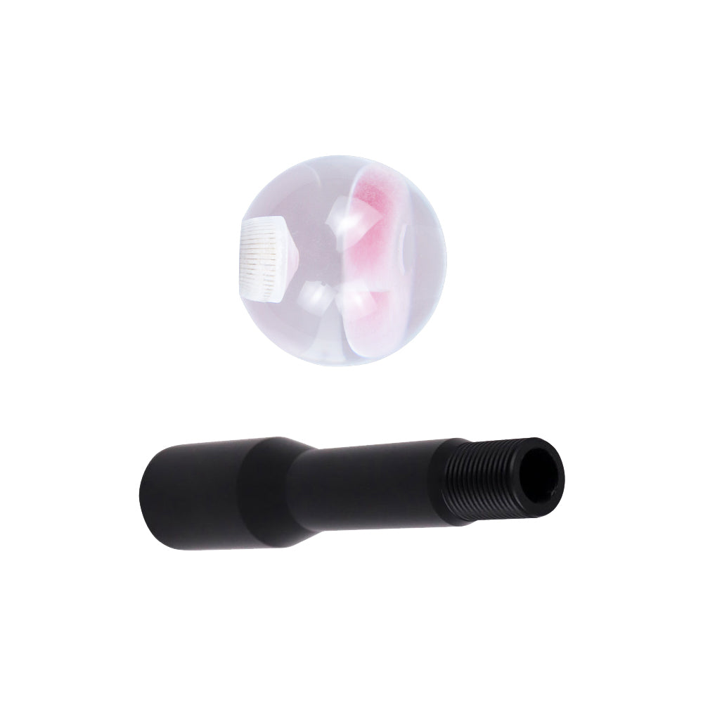 Brand New Universal Round Ball Heart Pink Crystal Clear Manual Gear Shift Knob Shifter M8 M10 M12 & Black Shifter Extender Extension