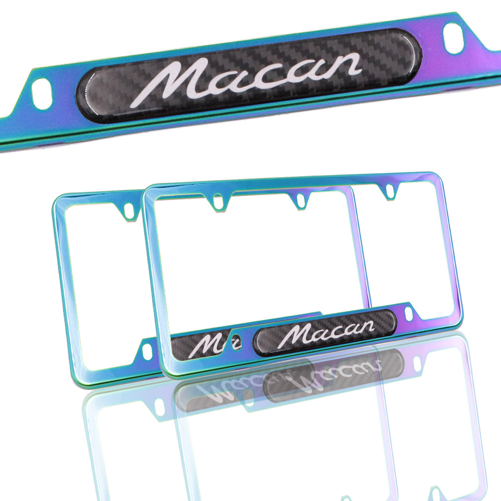 Brand New Universal 2PCS Porsche Macan Neo Chrome Metal License Plate Frame