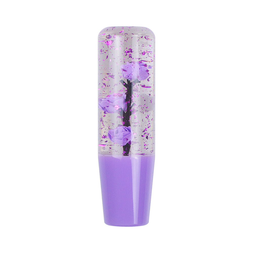 Brand New Universal 150mm Sakura Purple Glitter Rose Flowers Manual Car Gear Stick Shift Knob M8 M10 M12