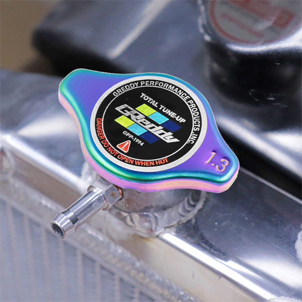 Brand New JDM 1.3bar 9mm Greddy Racing Neo Chrome Racing Cap High Pressure Radiator Cap For Universal