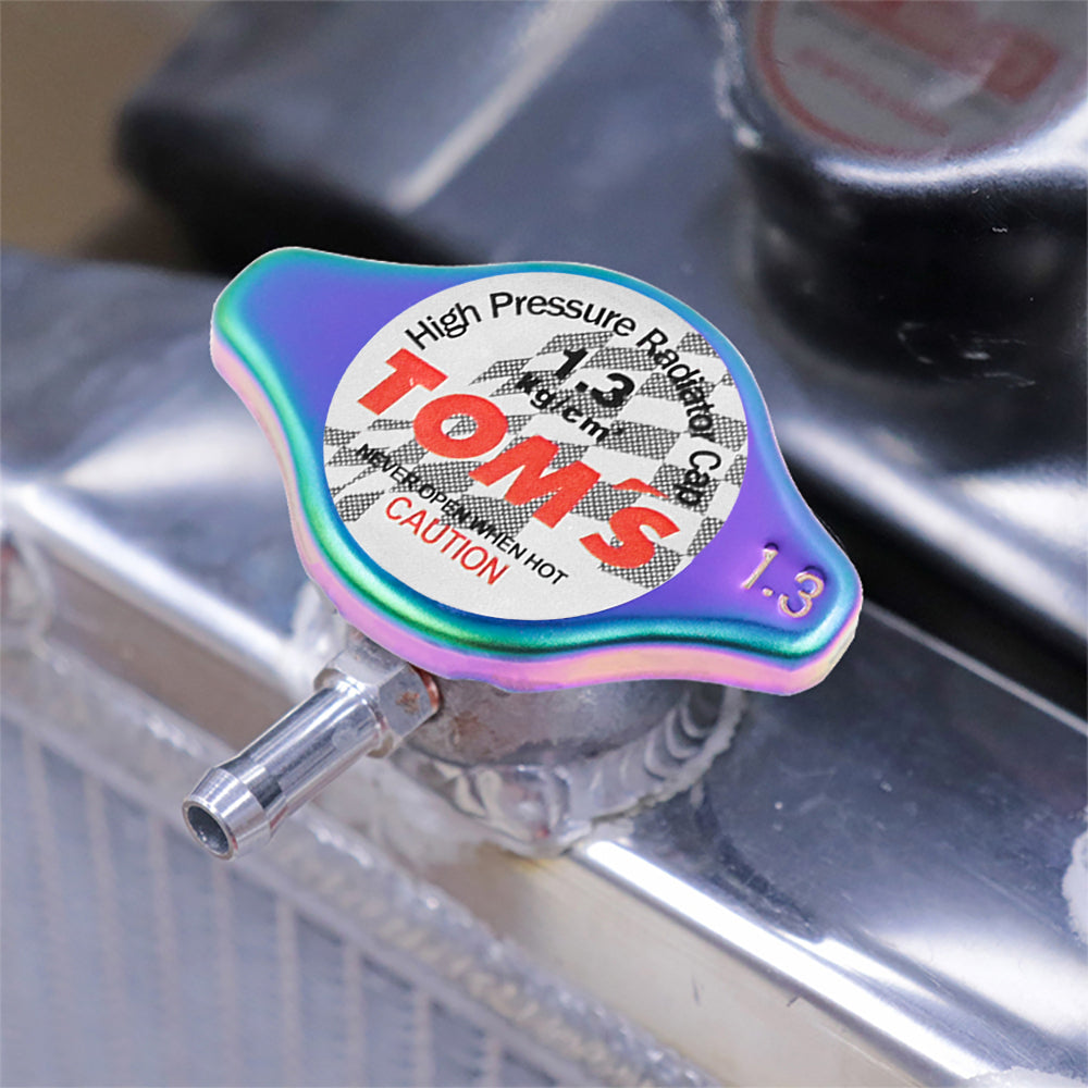 Brand New JDM 1.3bar 9mm Tom's Racing Neo Chrome Racing Cap High Pressure Radiator Cap For Universal