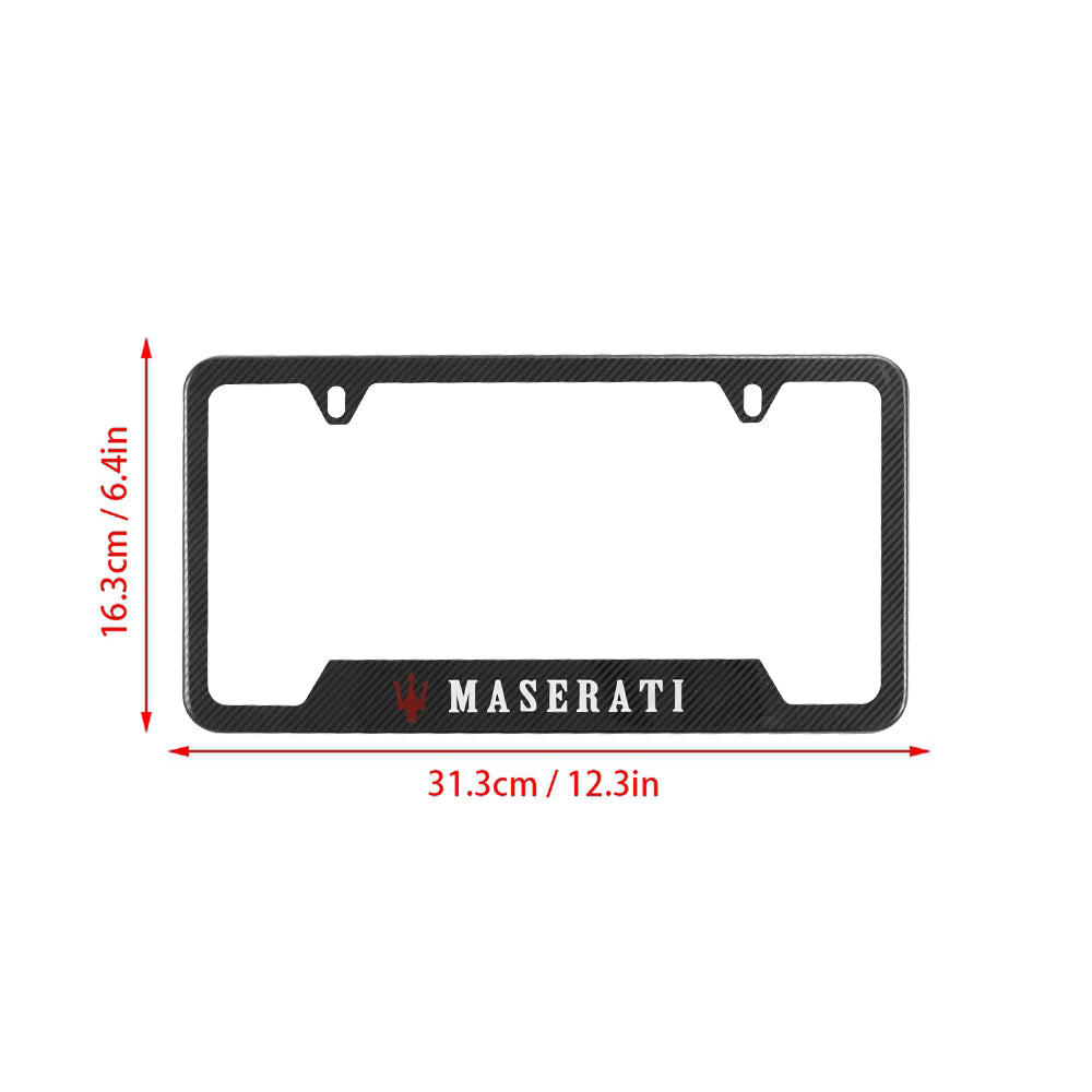 Brand New Universal 1PCS MASERATI Metal Carbon Fiber Style License Plate Frame