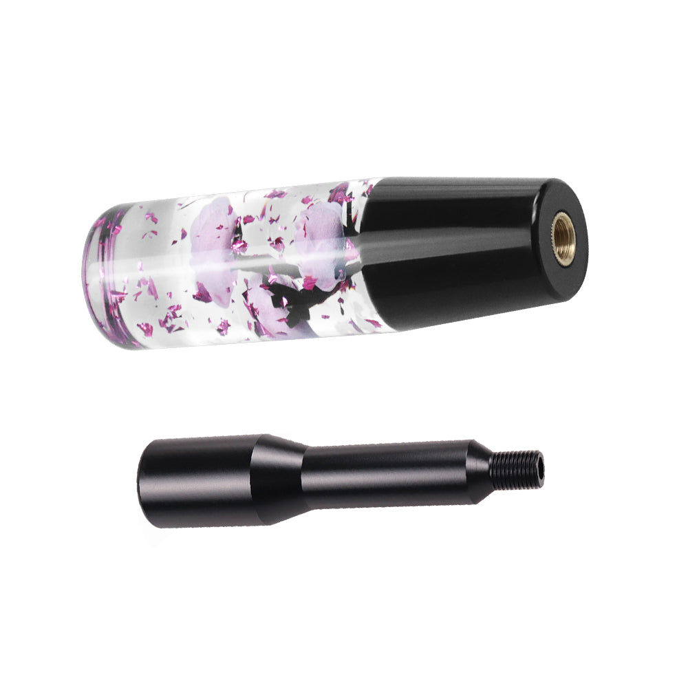 Brand New JDM Glitter Light Pink Rose Flowers Manuel Gear Stick Shift Knob M8 M10 M12 & Black Shifter Extender Extension