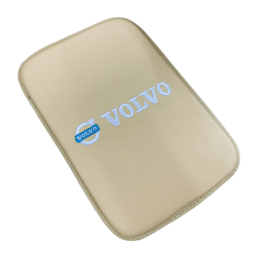 BRAND NEW UNIVERSAL VOLVO BEIGE Car Center Console Armrest Cushion Mat Pad Cover Embroidery