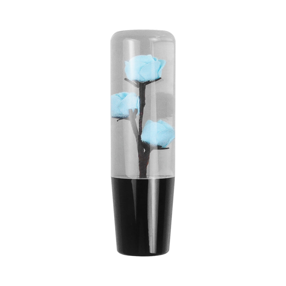 Brand New 1PCS Universal 15CM JDM Clear Teal Rose Flowers Manual Car Black Base Racing Stick Shift Knob M8 M10 M12