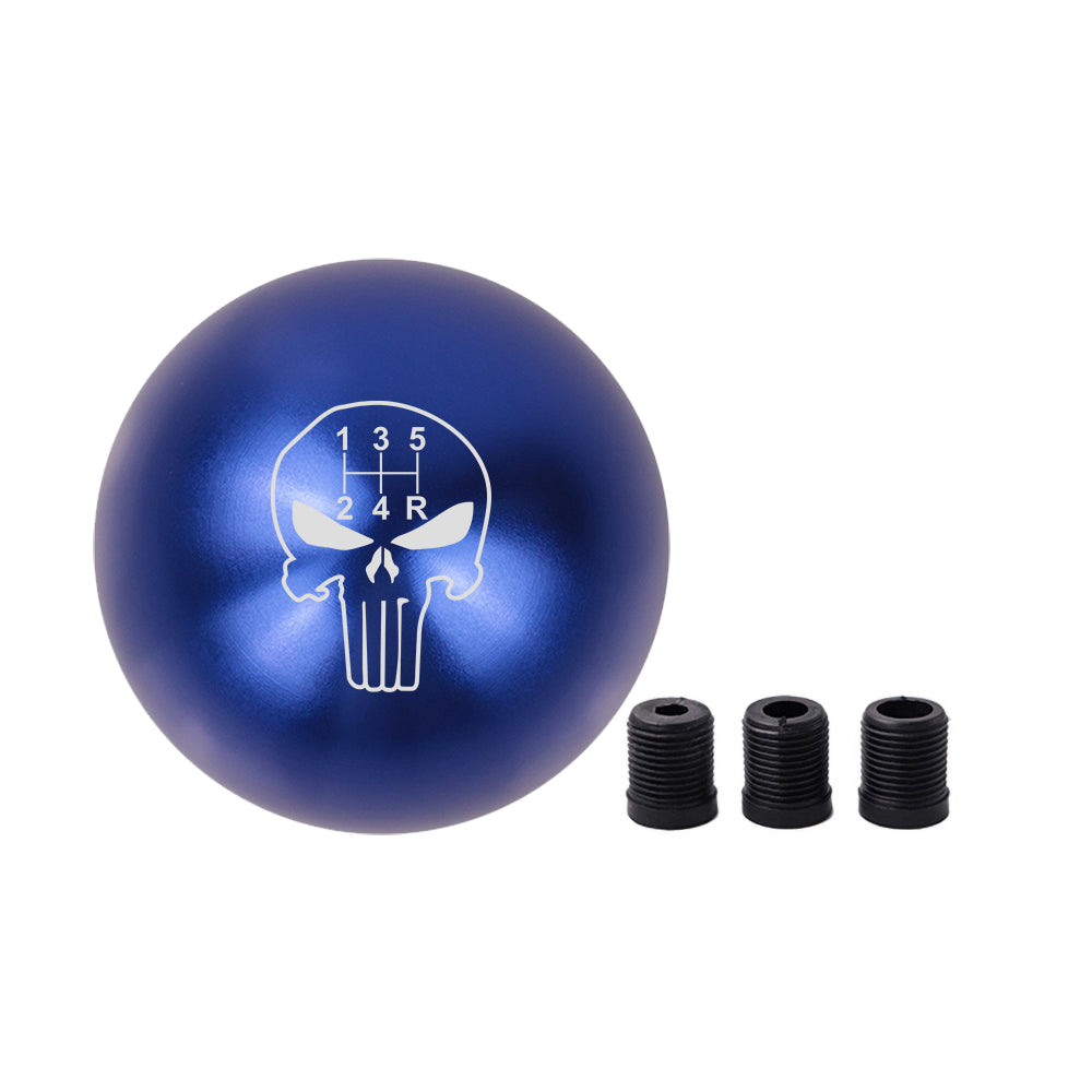 BRAND NEW UNIVERSAL JDM THE PUNISHER 5 SPEED Aluminum Blue Round Ball Manual Gear Stick Shift Knob M8 M10 M12