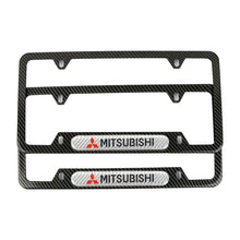 Load image into Gallery viewer, Brand New Universal 2PCS MITSUBISHI Carbon Fiber Look Metal License Plate Frame