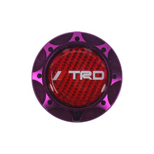 Load image into Gallery viewer, Brand New Toyota TRD Real Carbon Fiber Sticker ALUMNIUM Purple Billet Engine Oil FILLER Cap Toyota